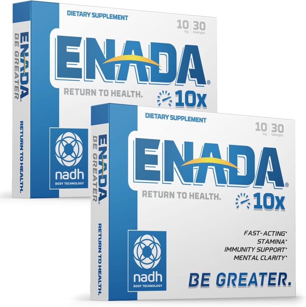 ENADA 10X NADH Ergänzung mit Fast Acting Formel für aktiven Lebensstil | Natürliche Energie Booster Groß für Jet Lag, Athletic Performance & Studying | verbessert Stamina und psychische Klarheit 60 Lozenges.