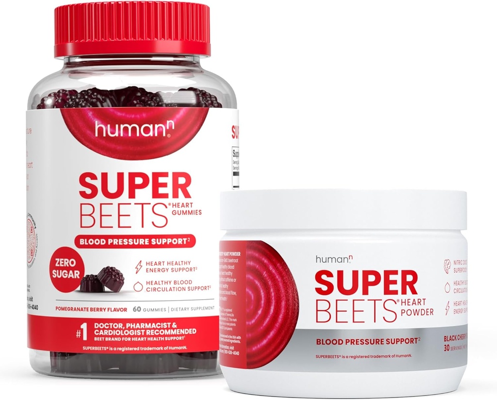Humann SuperBeets Heart Gummis Zero Sugar & Black Cherry Powder