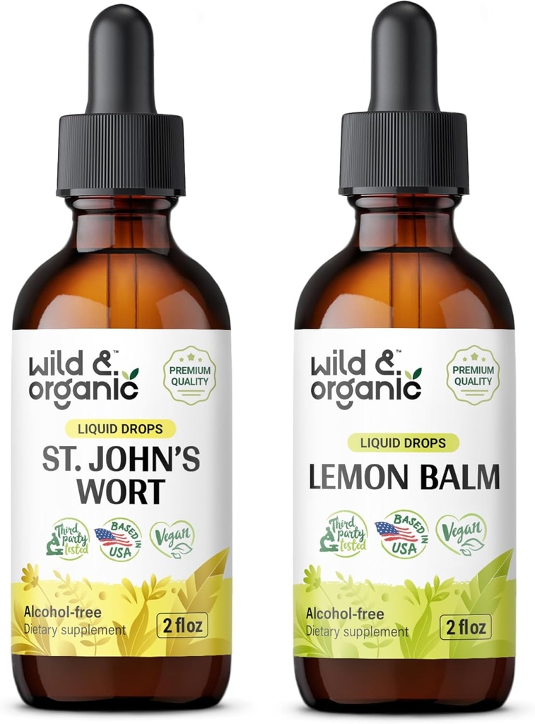 Teinture de millepertuis sauvage et biologique 2 fl oz et baume de citron Teinture 2 fl oz