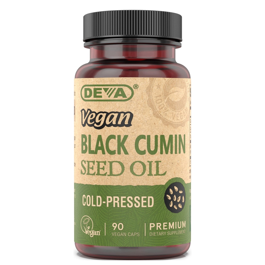Deva Vegan Nutrition Black Cumin Seed Oil, Kaltgepresst, Unrefined, 90 Kapseln (Pack mit 3)