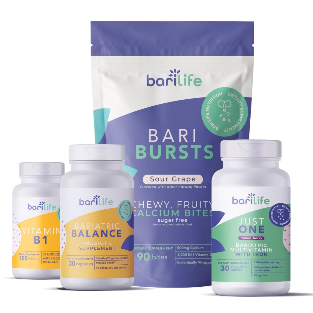 Bari Vita Post-Op, Manica Gastrica, Gastric Bypass Vitamin and Supplement Starter Kit (Grape)