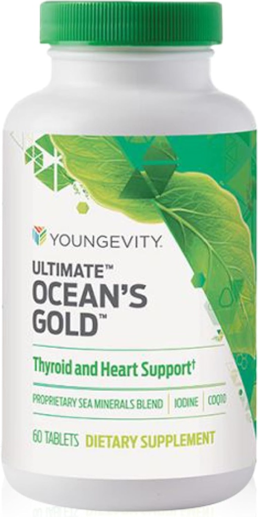 Youngevity Ultimate Ocean's Gold – Supporta la salute della tiroide, la funzione del cuore e l'equilibrio dell'ormone con i nutrienti derivati dall'oceano - 60 compresse (Pack of 1)