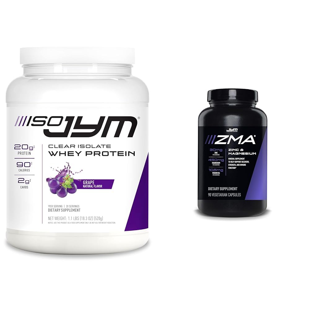 ISO JYM 20 Serve Uva e JYM ZMA Zinc/Magnesium Capsule Supplemento con Zinco, Magnesio e Vitamina B6