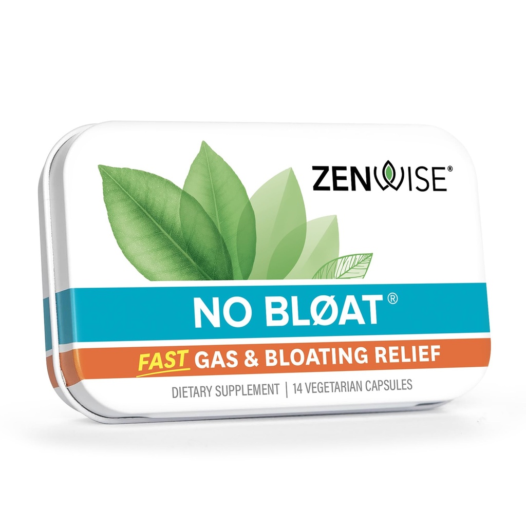 Zenwise Health No Bloat Probiotics for Women and Men Digestive Health with Ginger, Dandelion, and Lactase, Digestive Enzyme for Gas and Bloating Relief - Vegan Water Retention Pills - 14 CT