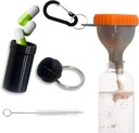 Entonnoir de protéines Ensemble de poudre de protéines de voyage contenant 1 carabinier 1 pinceau et 1 mini boîte à pilules de poche renforcé pour prévenir les déversements Gym pré-entraînement Supplément en poudre orange