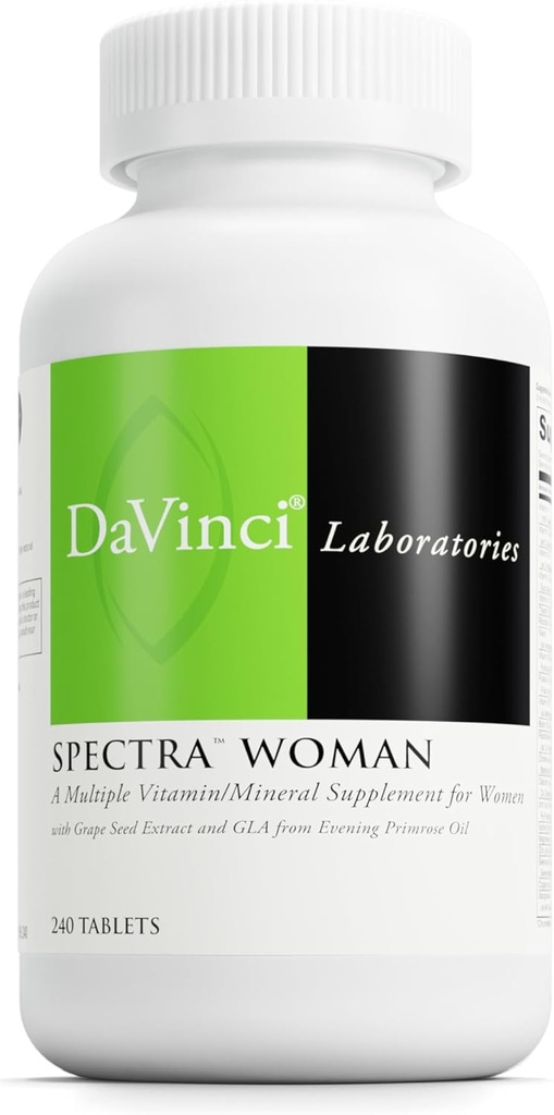 DaVinci Labs Spectra Woman - Integratore alimentare per sostenere la salute e le esigenze delle donne - con vitamine, minerali, calcio, Beta Carotene, L-Cysteine, estratto di semi di vinaccia e altro - 240 compresse