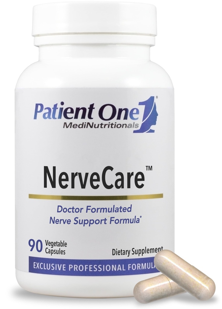 Patient One NerveCare (en anglais seulement) Supplément pour soutenir la santé nerveuse et vasculaire* Avec acide alpha lipoïque, vitamine B12, ALC et Benfotiamine 90 Capsules