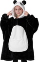 Giggling Getup Wearable Blanket Hoodie für Mädchen und Jungen Sherpa Fleece Kapuzenpullover Schlüpfer Warme Scharpa Tragbares Throw Oversized Hoodie mit riesigen Pocket & Sleeves für Kinder Panda