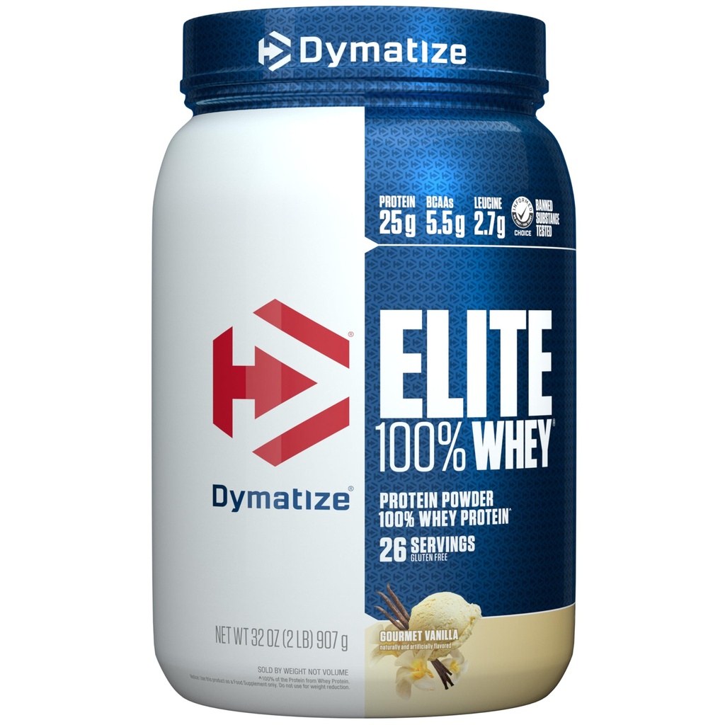 Dymatize Elite 100% Whey Protéine Poudre, L-Leucine, Absorbage rapide et digestion rapide pour la récupération optimale des muscles, Vanille gourmande, 32 Oz