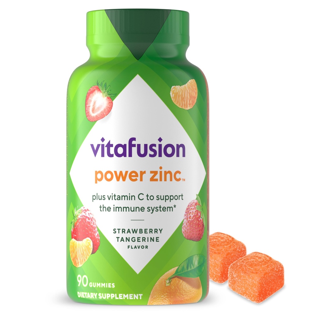 Vitafusion Power Zink-Gummi-Vitamine, Erdbeer Tangerine Geflammte Immununterstützung (1), 90 Zähler