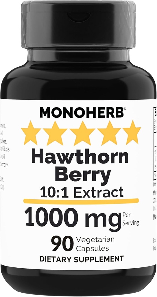 MONOHERB Hawthorn Berry Extract 1000 mg - 90 capsules végétariennes