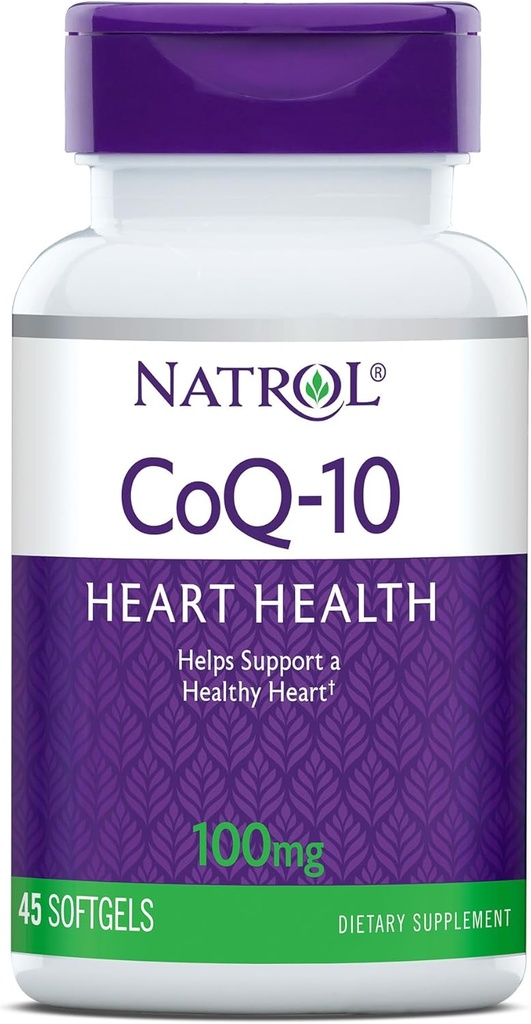 Natrol, CoQ-10 Softgels, Herzgesundheit Nahrungsergänzung, 100 mg, 45 Count