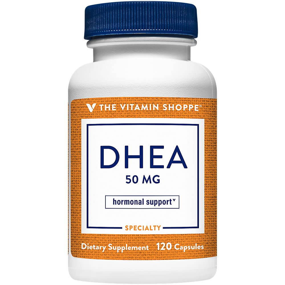 La Vitamine Shoppe DHEA 50MG, Aide au vieillissement hormonal et en santé pour les hommes et les femmes, une fois par jour (120 capsules)