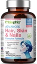 biophix Hair Skin and Nails Complex 180 Caplets con 10.000 mcg Biotin - Multivitamin Supporta Grandi Unghie Bellissimi Capelli Affinamento sano