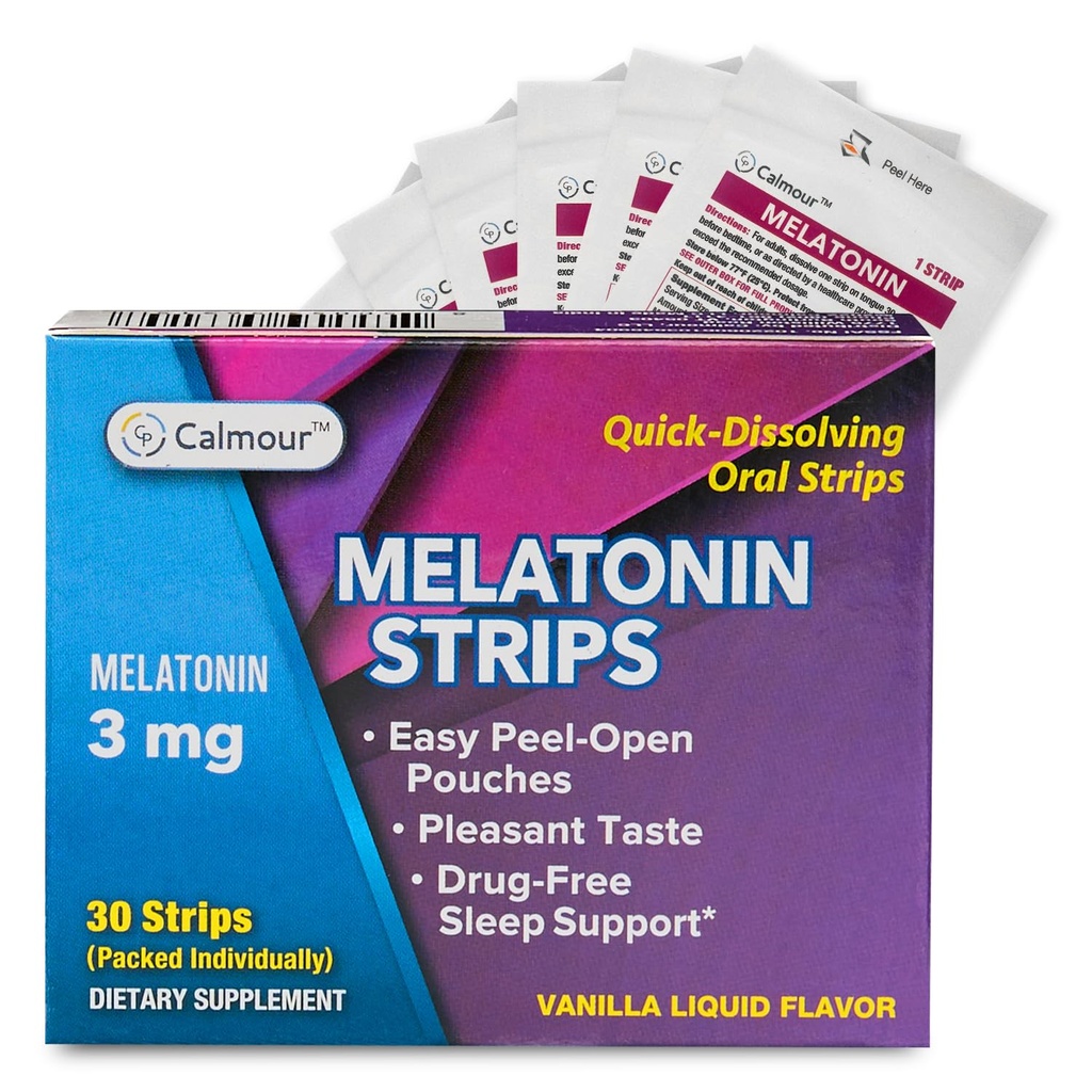30 Bandes de Sommeil Orale à Dissolution Rapide 3mg Bande de Melatonine à Fonctionne plus vite que les Gommies à Relaxation Suppléments de Napping