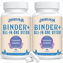 All-In-One Detox Binder Supplement 1500 MG - Alta biodisponibilità, fegato Gut Detox Cleanse con carbone attivo, Zeolite & Bentonite Clay per tossine, fegato, digestivo, 180 capsule vegane