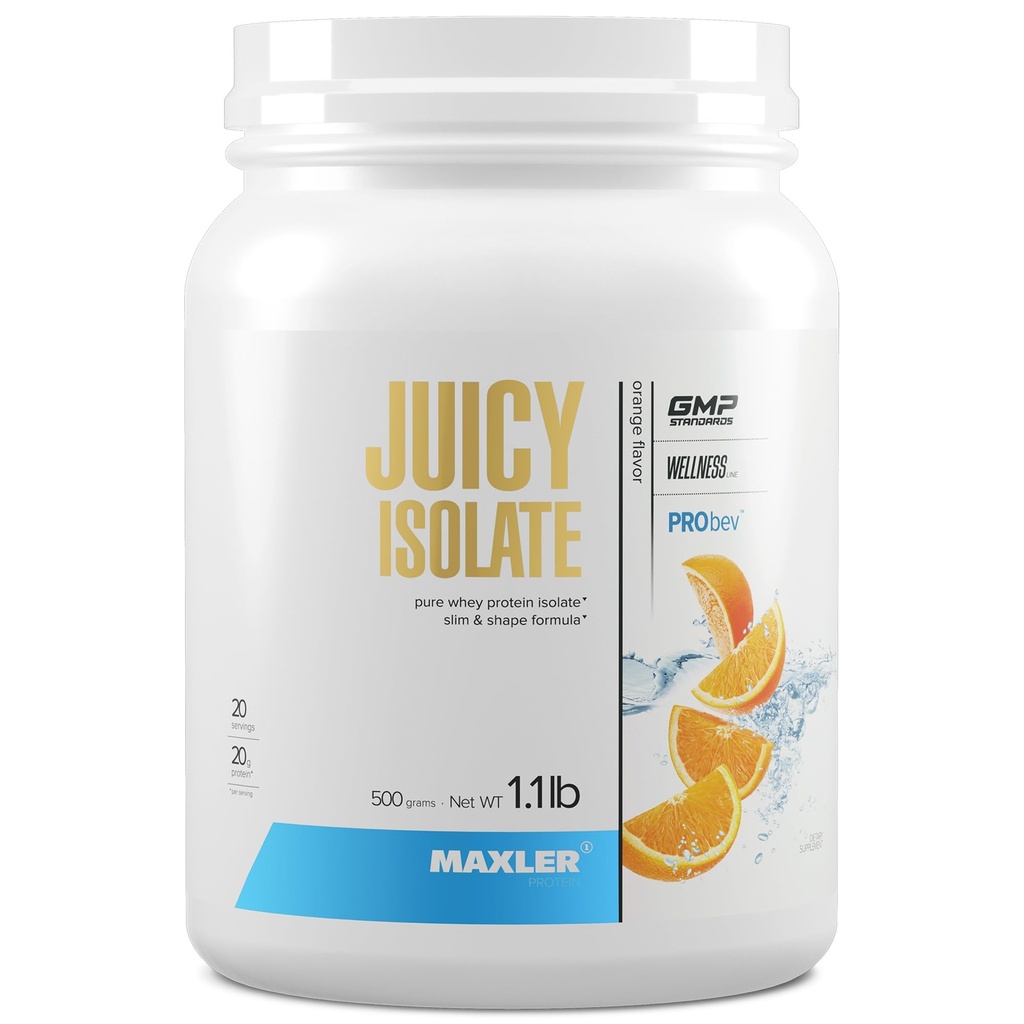 Polvere di proteina isolata di succo di Maxler - Isolato di siero chiaro - Lattosio basso, libero grasso, bevanda di recupero del muscolo senza zucchero per pre & post allenamento - 90% di proteine per porzione - Arancione 1.1 lb (20 porzioni)