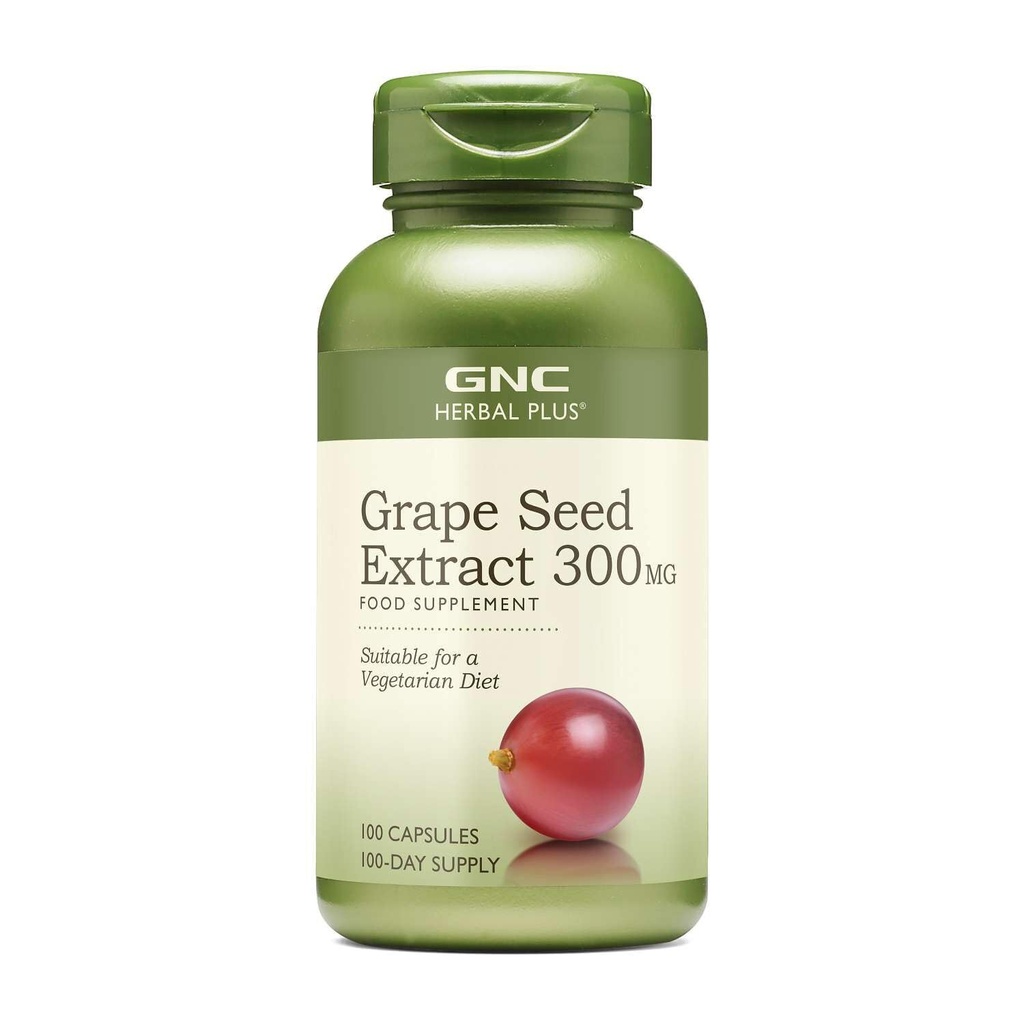 GNC Kräuter Plus Trauben Saatgut Extrakt 300mg Ergänzung, Vegetarisch, 100 Servierungen