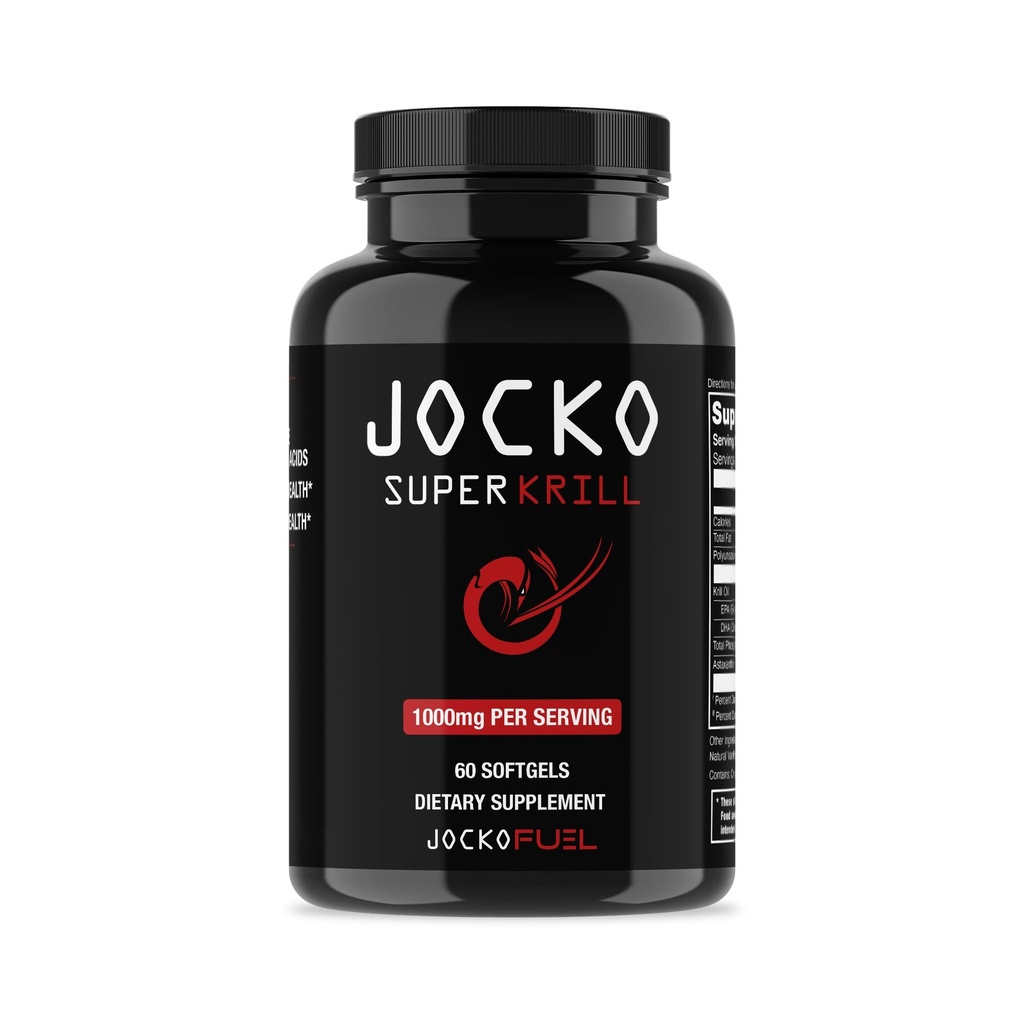 Jocko-Brennstoff Antarktis Krillöl Omega-3-Fettsäure-Ergänzungen DHA & EPA - 1000 mg Softgels - Unterstützt Gelenke, Mobilität und geistige Funktion (60 Softgels)