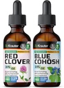 Teinture de trèfle rouge BIO KRAUTTER 2 Fl. Oz. et bleu Cohosh Teinture 2 Fl. Oz.