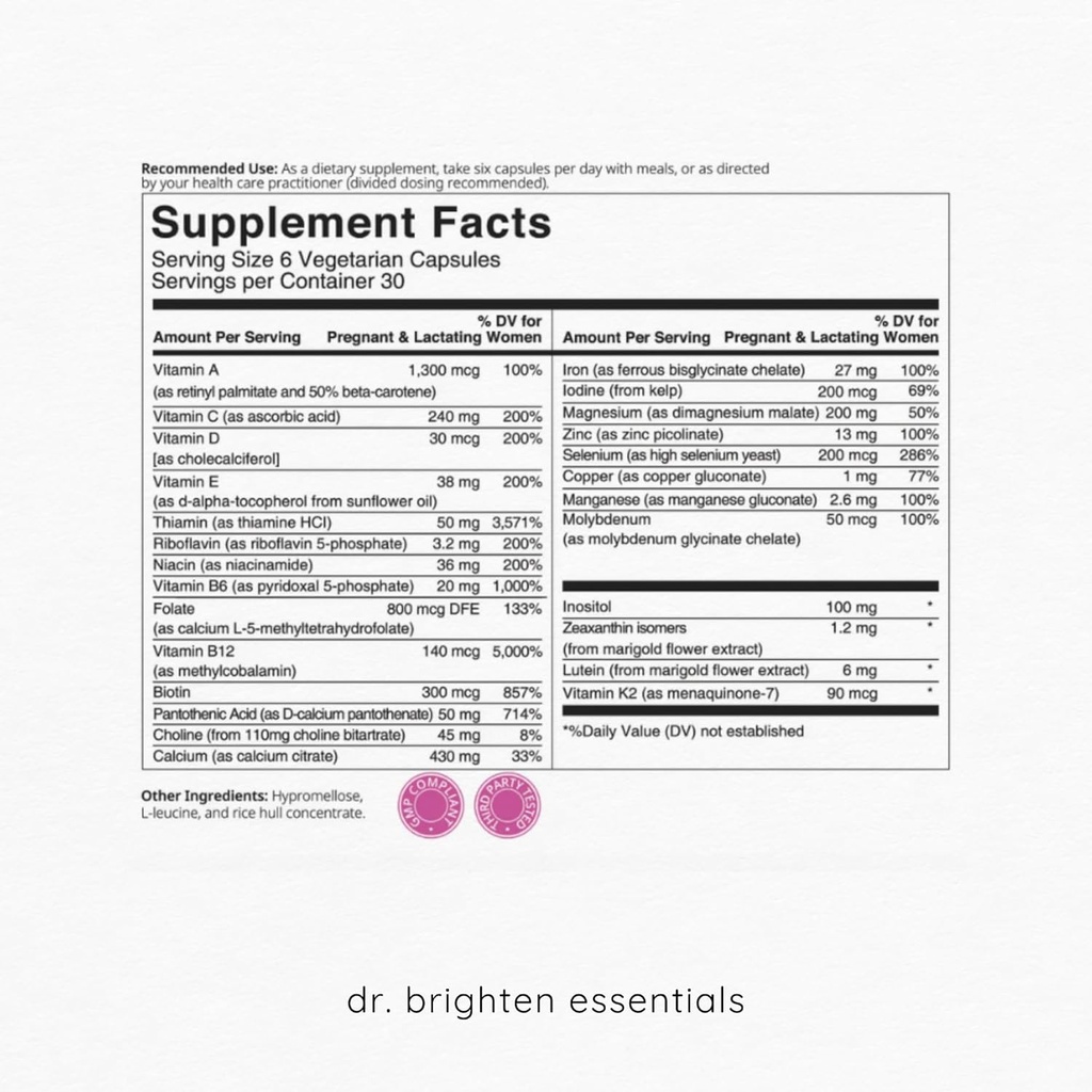 Dr. Brighten Prenatal Plus und Frauen Probiotic Pregnancy Support Bundle - Vitamine, Mineralien, Probiotika, Präbiotika und Antioxidantien für schwangere oder stillende Mütter, Non-GMO Vegan, keine Gluten