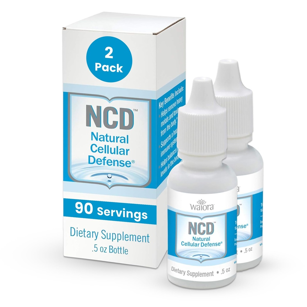 Waiora Natural Cellular Defense (NCD) Liquid Zeolite Drops, Clinoptilolite pour les hommes et les femmes - Supplément pour l'Immune, Healthy Gut Support, Cleanse, pH Balance (0,5oz bouteille, 2 Ct – 180 serv)