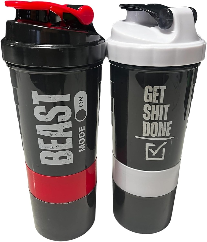 Bottiglia di frullato proteico generico - ShakePro16oz BPA-Free Shaker Bottiglia con stoccaggio Leak-Proof per polvere/Pills - Ideale per palestra e fitness