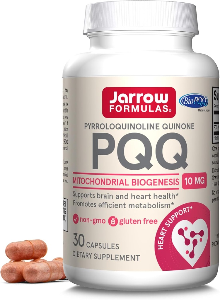 Jarrow Formulas® PQQ 10 mg, Nahrungsergänzung, Herz, Gehirn und Stoffwechselunterstützung, 30 Veggie Kapseln, 30 Tage Versorgung