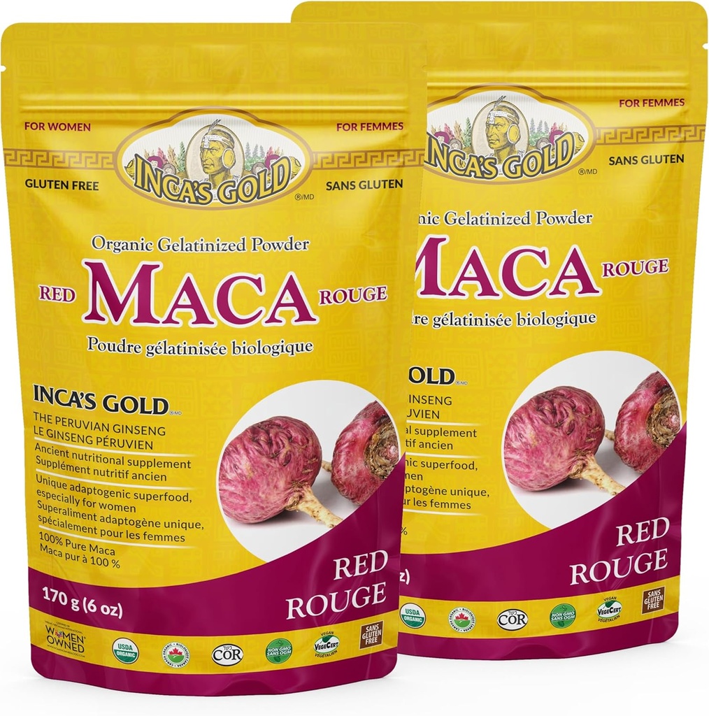 Inkas Gold Organic Red Maca Gelatinisiertes Pulver 12 oz (340g) Combo Pack (Pack von 2)