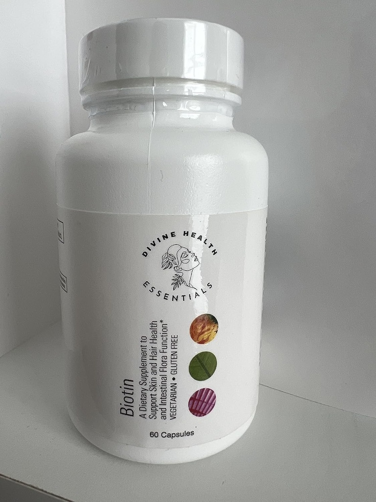 Biotina - 2000 mcg - 60 capsule Supporta la pelle e la salute dei capelli. Supporta Intestinal Flora Funzione Vegetariano e Gluten Free