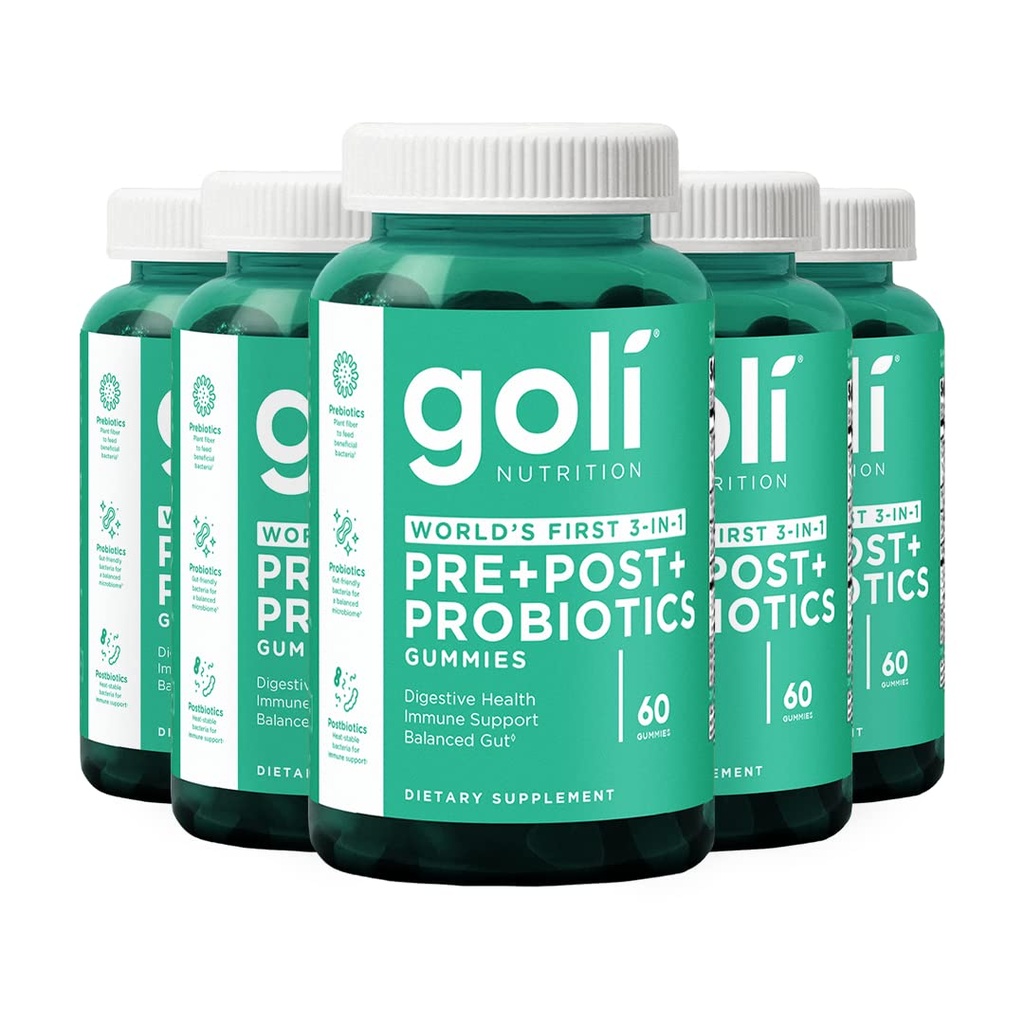 Goli Nahrungsergänzungsmittel, Pre+Post+Probiotics Gummy - 300 Count - World's First 3-in-1 Gluten-Free, Vegan, Non-GMO und Gelatin-Free.