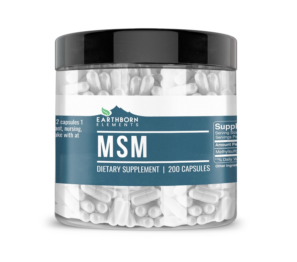 Erdelemente Methylsulfonylmethan (MSM) 200 Kapseln, Nicht-GMO, Einfach-zu-Take-Kapseln