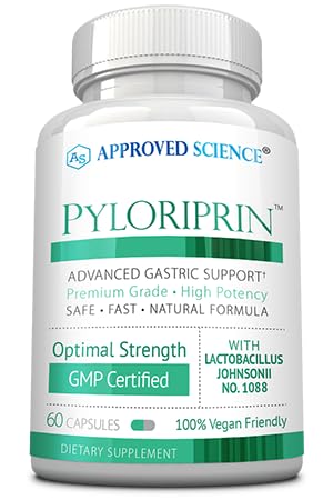 Pyloriprine scientifique approuvée - Soutien digestif avancé pour un stomach sain - Zinc L-Carnosine, Probiotique, Brocoli Sprout, réglisse déglycyrhisée - 60 capsules - Approvisionnement d'un mois - Vegan