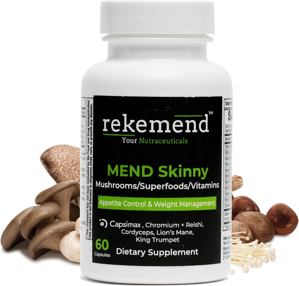 Appetite Suppressant per la perdita di peso - Vegan non OGM Natural Mushroom Based Weight Loss Supplement - 60 capsule