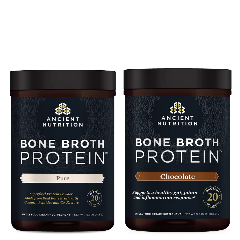 Antike Ernährung Knochen Broth Protein Pulver, Pure, 20 Servierungen + Knochen Broth Protein Pulver, Schokolade, 20 Servierungen
