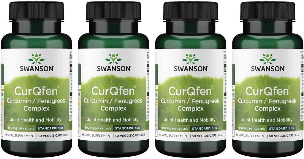 Swanson Controlled Release Curqfen Curcumin/Fenugreek Complex 60 Veg Capsule (4 Pack)