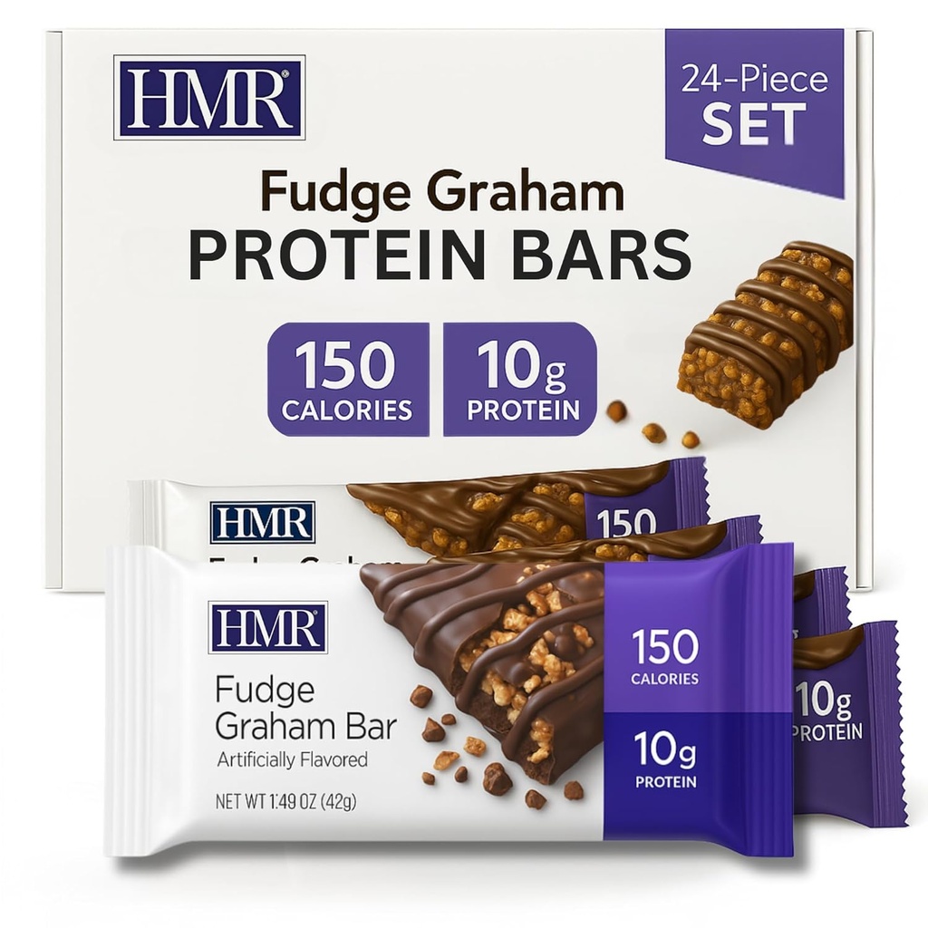 HMR Fudge Graham Protein Bar | Nutritious Snack zu unterstützen Gewicht Wartung | Low Calorie Dessert | 10g Protein | 24 Count