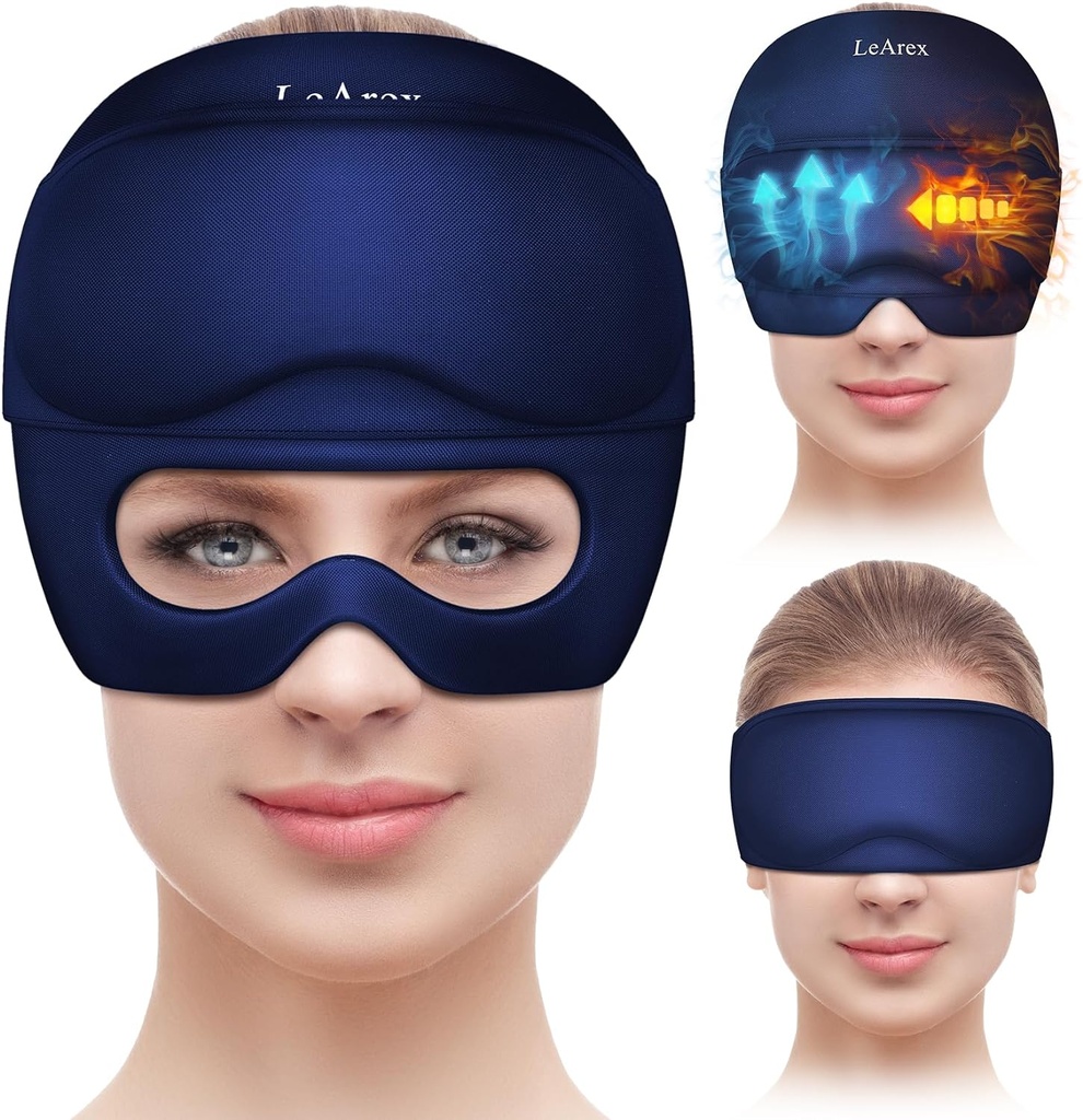 Migraine Relief Cap con Gel Eye Mask, Headache Relief Cap Ice Head Wrap Hot and Cold Therapy Hat, Migraine Cap Gel Cap per Headache Puffy Eyes Sinus and Tension Stress Relief (Blue)