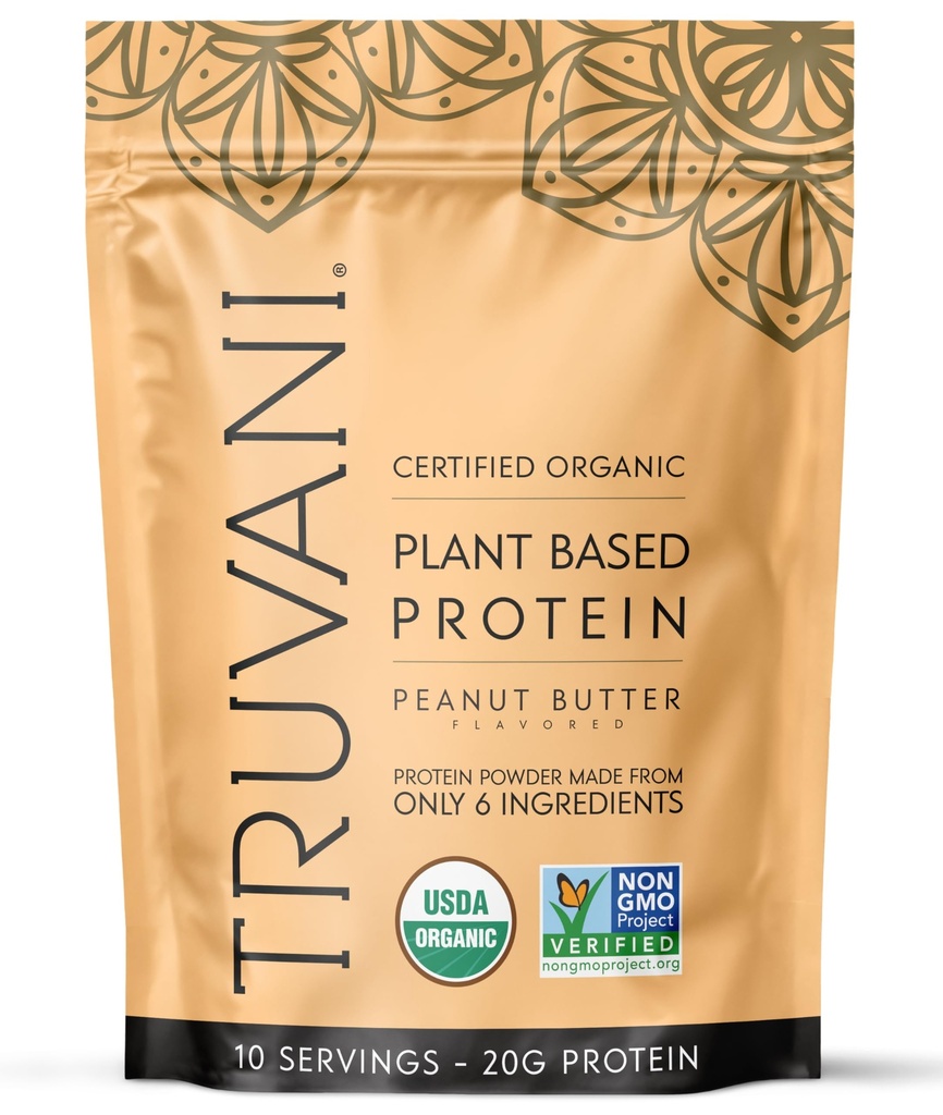 Truvani Vegan Pea Protein Pulver | Peanut Butter | 20g Bio Pflanzen basiertes Protein | 10 Servierungen | Keto | Gluten & Dairy Free | Low Carb | Kein hinzugefügt Zucker
