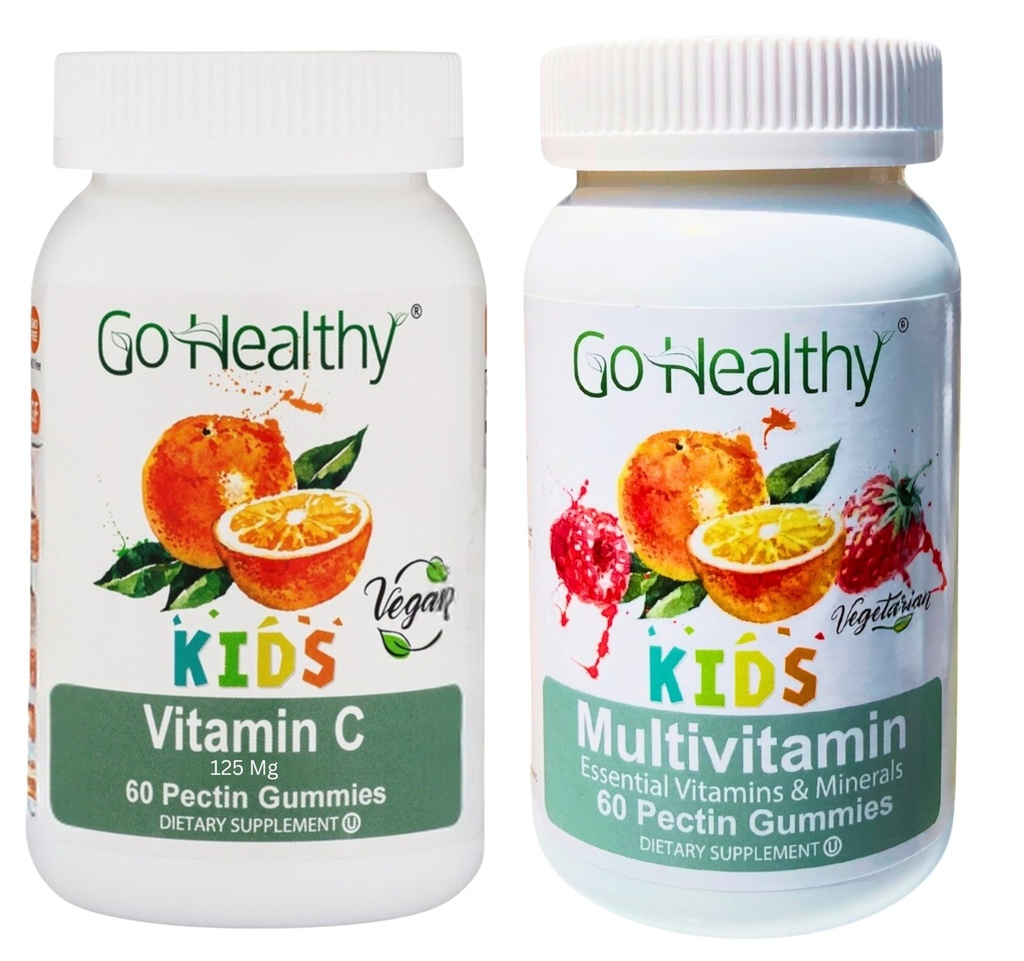 Go Healthy Multivitamin Gummies (1 Flasche) und Vitamin C Gummies (1 Flasche) für Kinder, Kleinkinder, Vegetarisch, Kosher & Halal, Glutenfrei, Non-GMO Bundle
