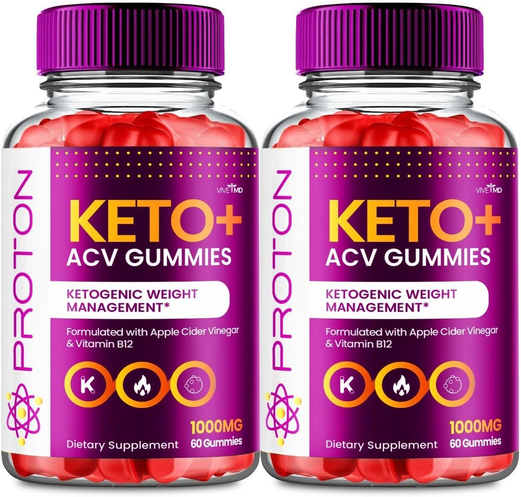 VIVE MD Proton Keto ACV Gummies Gestion de poids avancée, Protein Keto ACV Gummies, Proton Keto Plus Gummies avec supplément de vinaigre de cidre de pomme 1000mg, Proton Keto+ACV Gummies Avis (2 Pack)