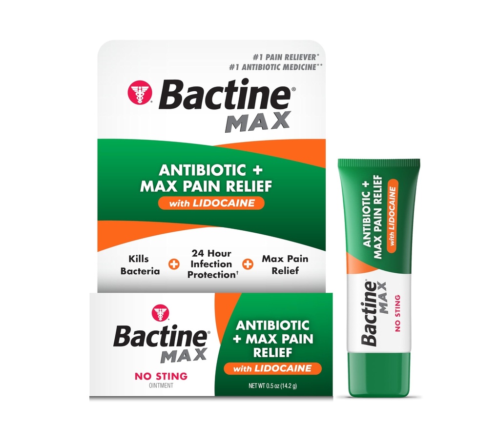 Bactine MAX Antibiotic + Schmerz-Relieving Ointment - Antibiotische Salbe mit Lidocaine - Schmerz + Itch Relief für Minor Cuts & Scrapes & Burns - Lidocaine Numbing Cream - 0.5oz