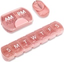 3 Pack (Weekly & Daily), 2 volte al giorno (AM/PM) + 7-Day Pill Organizer + Pill Cutter, Vitamin Planner, Large Capacity Pill Box Set, Travel Pill Case for Vitamins/Fish Oils/Supplements, Rosa