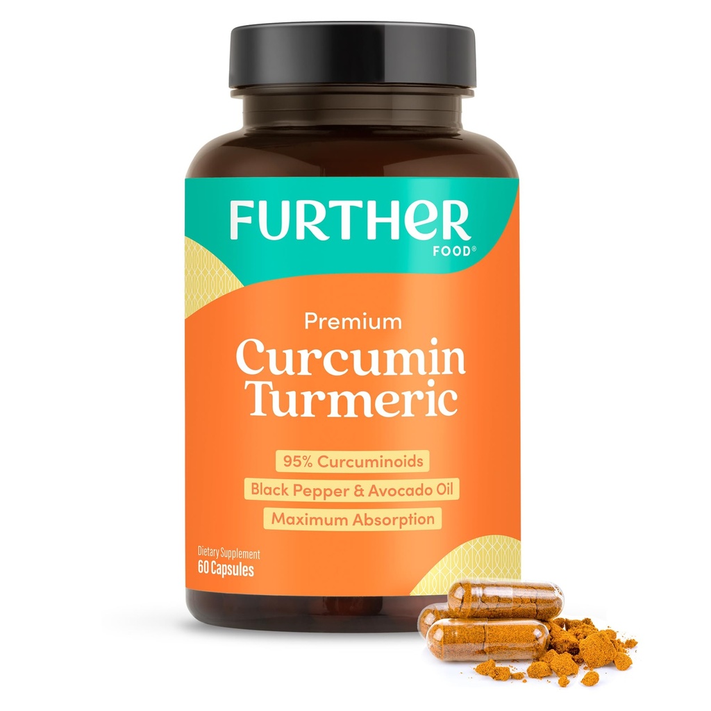 Ulteriore Food Premium Curcumin Turmerico, Forza massima, 500 mg, 60 capsule
