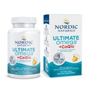 Nordic Naturals Ultimate Omega + CoQ10, Citron - 60 gels mous - 1280 mg Omega-3 + 100 mg CoQ10 - Santé cardiaque, énergie cellulaire, soutien antioxydant - Non-OGM - 30 portions
