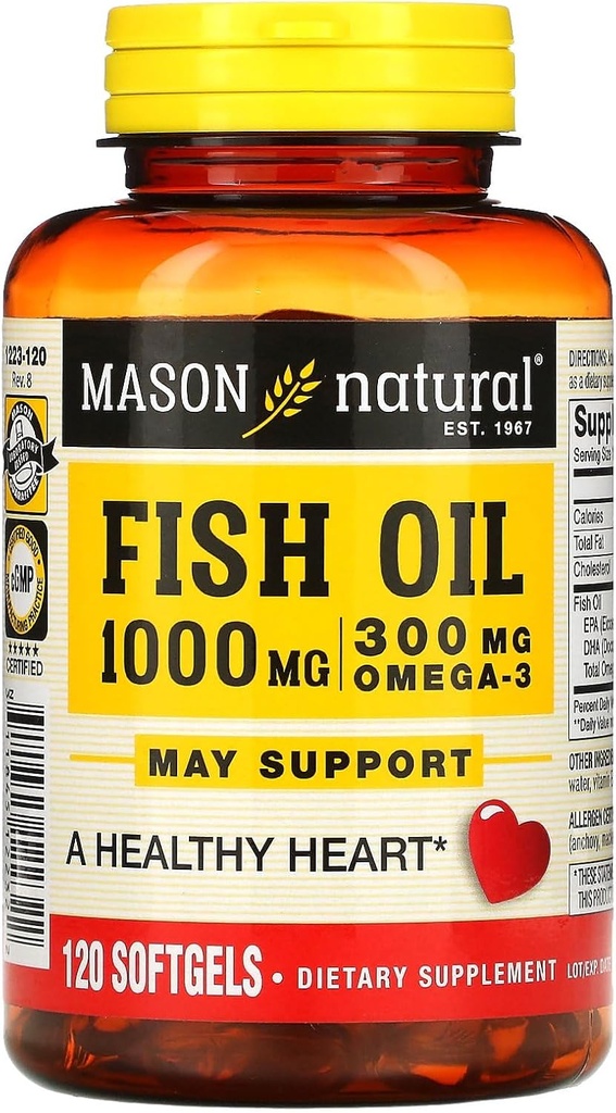 MASON NATURAL Fischöl, 1.000 mg, 120 Softgels