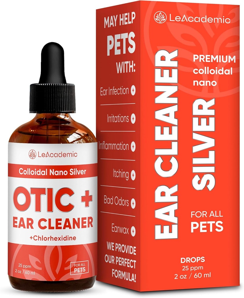 Hundereiniger OTIC+ Lösung | Hund Ohr Infektionsbehandlung | Silberreiniger & Chlorhexidin Wash für Katze in Tropfen | Aids mit Otic Irritations & Itchings in Haustieren | 2 Oz
