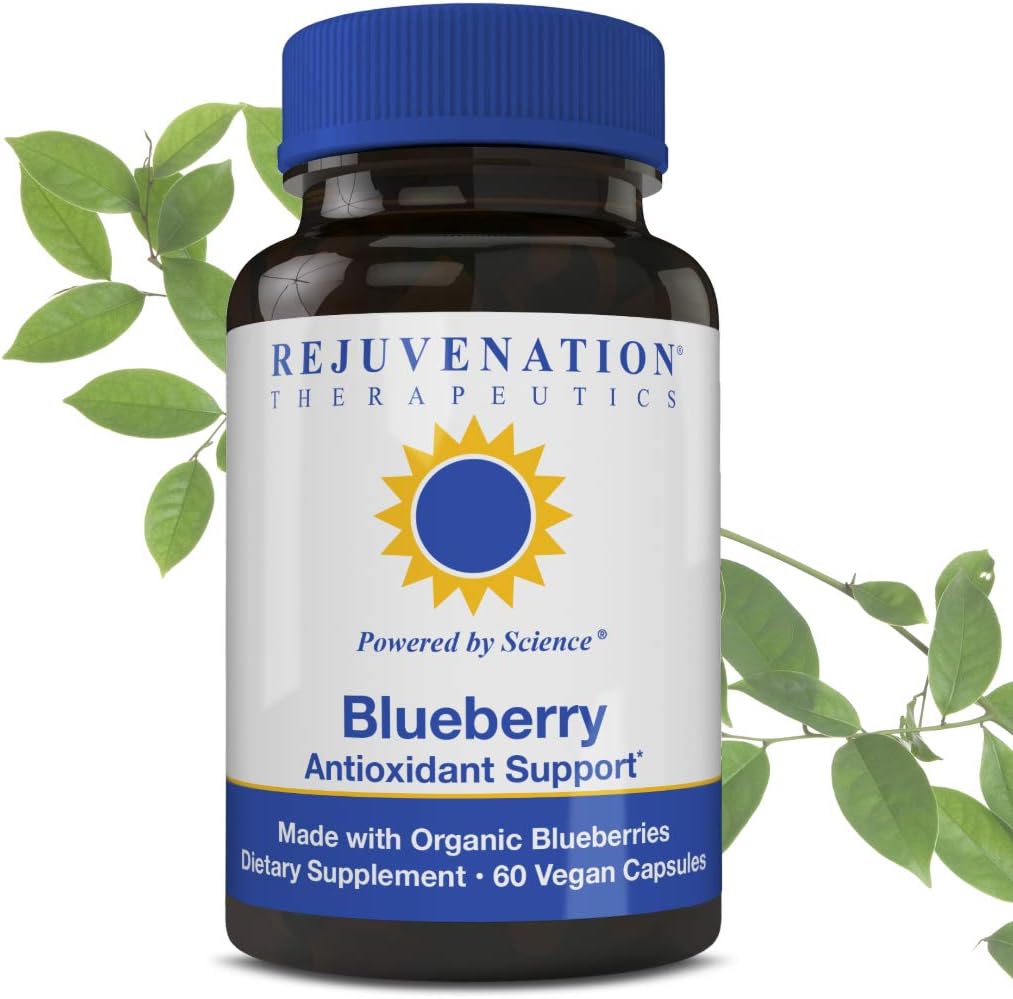 Rejuvenation Therapeutics Organic Blueberry Extract - Leistungsstarkes Antioxidans für Gehirngesundheitsunterstützung - Vegan, Glutenfrei, keine Reis, keine Silica (60 Vegan Kapseln, 350mg)