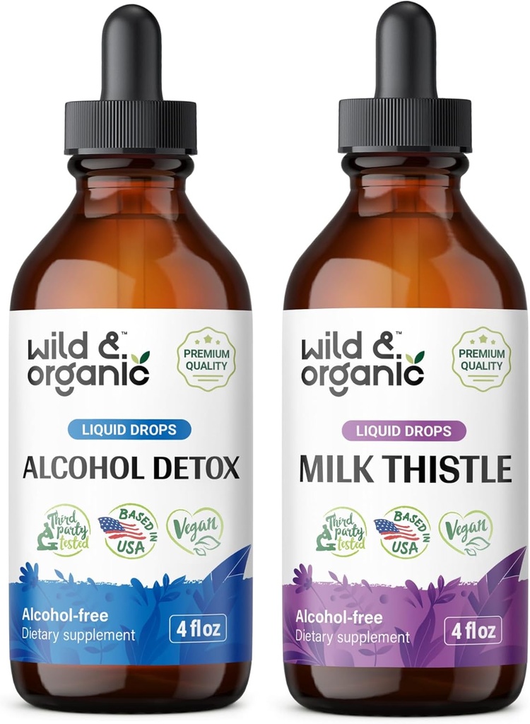 Teinture de détox d'alcool sauvage et biologique 4 fl oz et lait Teinture de chardon 4 fl oz