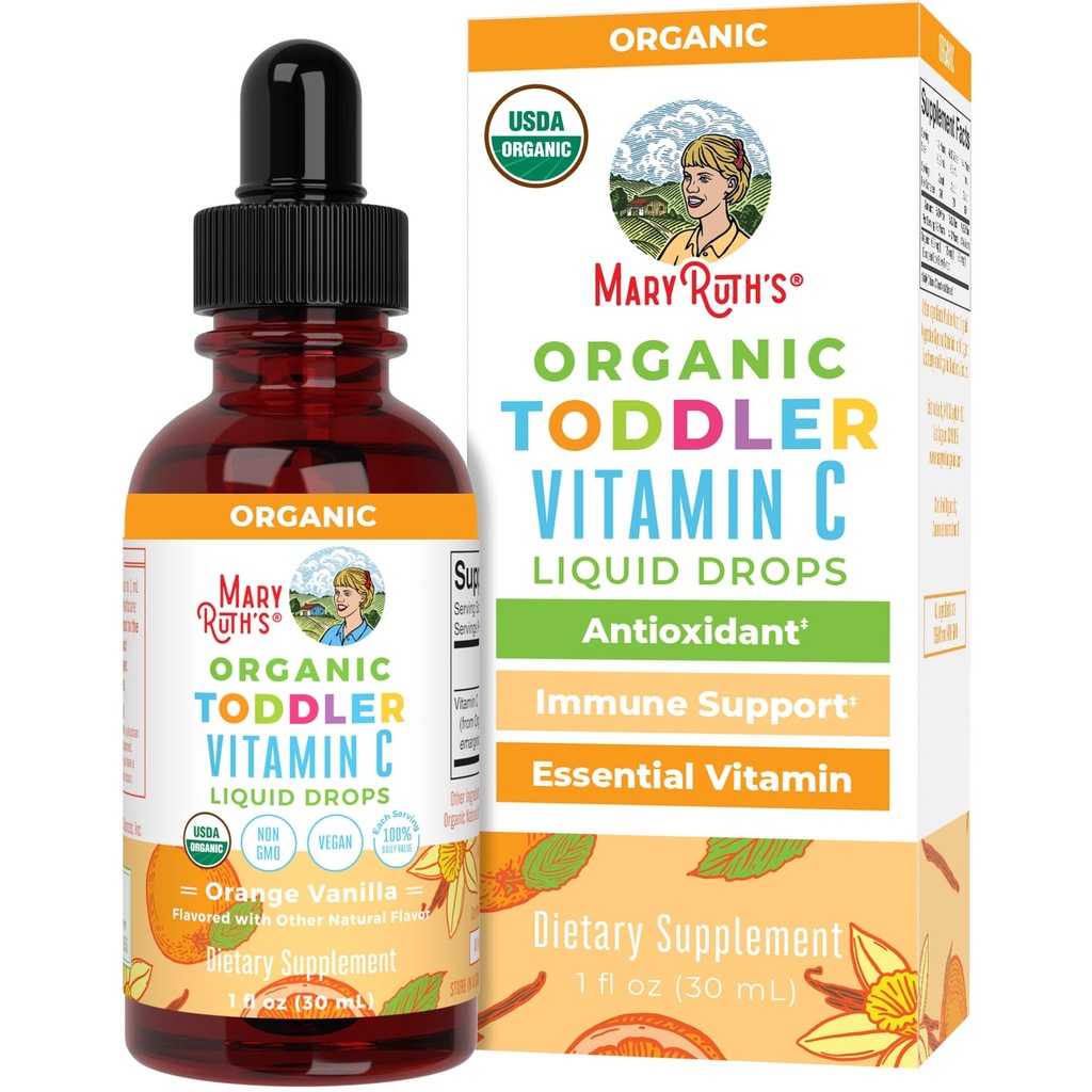 MARYRUTH'S Organic Toddler Vitamin C Drops for Immunity | Ages 1-3 Years | 15 mg Per Serving | Vitamina C for Immune Support & Overall Health | Vegan | Sugar Free | Gluten Free | Non-GMO | 30 Servings